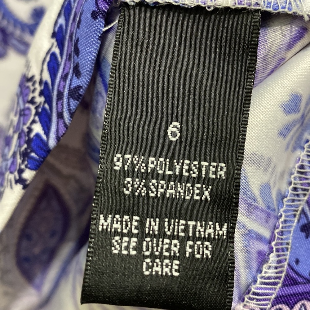 AGB Purple White Paisley Print 6 Classy Modern Boho Chic Corporate Casual Dress - Picture 8 of 9